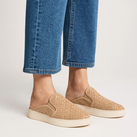 Frye Shoes - Frye Lena Woven Leather Loafer Slip-On Sneakers – Beige‎ Tan Neutral – Size 8.5
